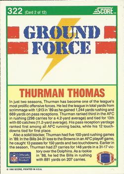 1990 Score #322 Thurman Thomas Back