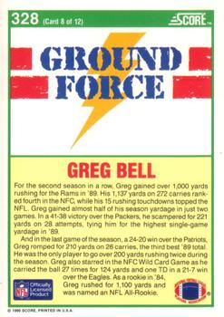 1990 Score #328 Greg Bell Back