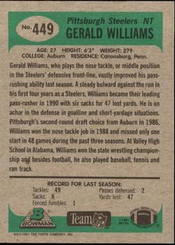 1991 Bowman #449 Gerald Williams Back