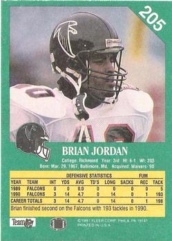 1991 Fleer #205 Brian Jordan Back