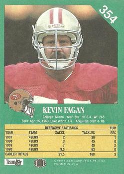 1991 Fleer #354 Kevin Fagan Back