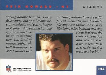 1991 Pro Line Portraits #145 Erik Howard Back