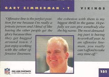 1991 Pro Line Portraits #151 Gary Zimmerman Back