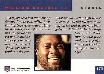 1991 Pro Line Portraits #171 William Roberts Back