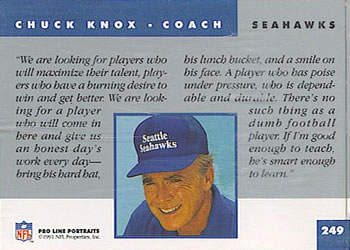 1991 Pro Line Portraits #249 Chuck Knox Back