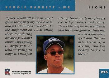 1991 Pro Line Portraits #275 Reggie Barrett Back