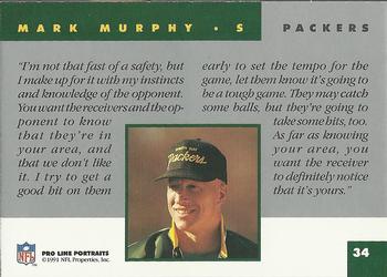 1991 Pro Line Portraits #34 Mark Murphy Back