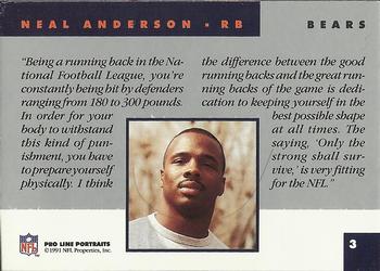 1991 Pro Line Portraits #3 Neal Anderson Back
