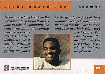 1991 Pro Line Portraits #62 Leroy Hoard Back