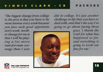 1991 Pro Line Portraits #18 Vinnie Clark Back