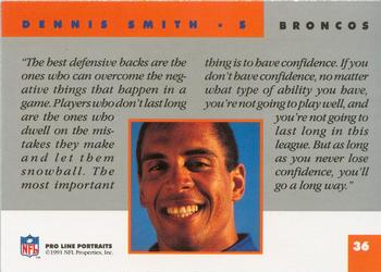 1991 Pro Line Portraits #36 Dennis Smith Back