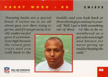 1991 Pro Line Portraits #40 Barry Word Back