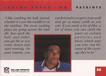 1991 Pro Line Portraits #45 Irving Fryar Back