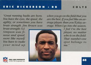 1991 Pro Line Portraits #68 Eric Dickerson Back