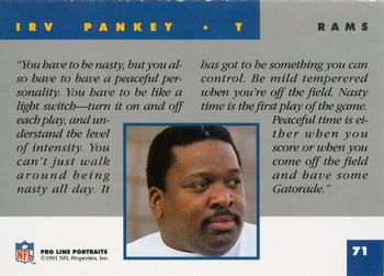 1991 Pro Line Portraits #71 Irv Pankey Back