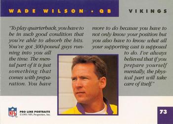 1991 Pro Line Portraits #73 Wade Wilson Back