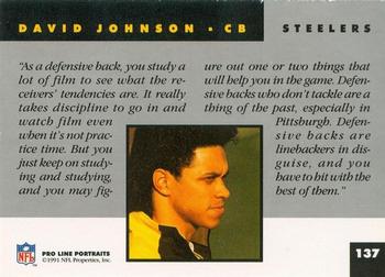 1991 Pro Line Portraits #137 David Johnson Back