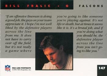 1991 Pro Line Portraits #147 Bill Fralic Back