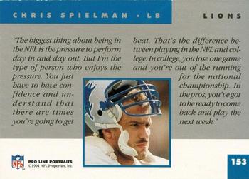 1991 Pro Line Portraits #153 Chris Spielman Back