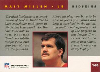 1991 Pro Line Portraits #168 Matt Millen Back