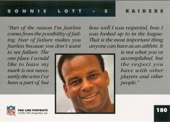 1991 Pro Line Portraits #180 Ronnie Lott Back