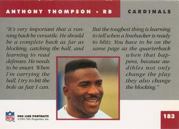 1991 Pro Line Portraits #183 Anthony Thompson Back