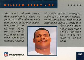 1991 Pro Line Portraits #192 William Perry Back