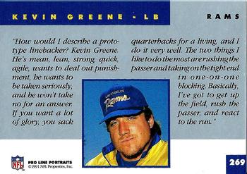 1991 Pro Line Portraits #269 Kevin Greene Back