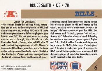 1991 Pro Set #6 Bruce Smith Back