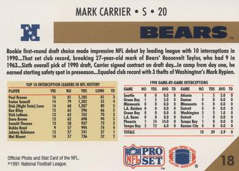 1991 Pro Set #18 Mark Carrier Back