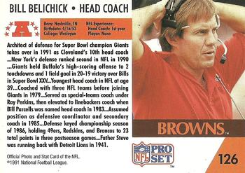 1991 Pro Set #126 Bill Belichick Back