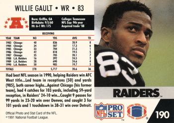 1991 Pro Set #190 Willie Gault Back