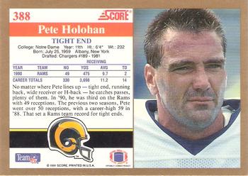 1991 Score #388 Pete Holohan Back