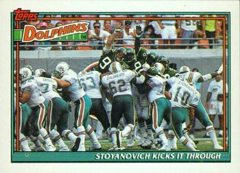 1991 Topps #642 Dolphins Team Leaders/Results Front