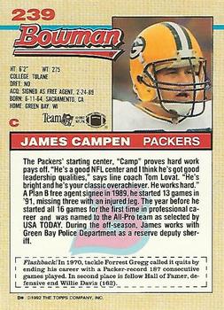 1992 Bowman #239 James Campen Back