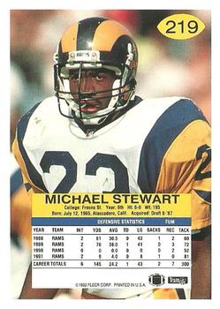 1992 Fleer #219 Michael Stewart Back
