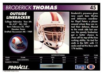 1992 Pinnacle #45 Broderick Thomas Back