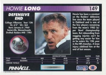 1992 Pinnacle #149 Howie Long Back