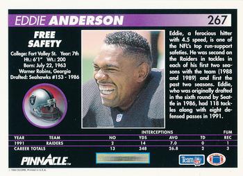 1992 Pinnacle #267 Eddie Anderson Back