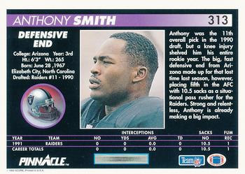 1992 Pinnacle #313 Anthony Smith Back