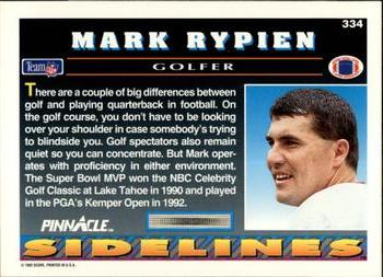 1992 Pinnacle #334 Mark Rypien Back