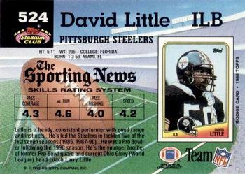 1992 Stadium Club #524 David Little Back
