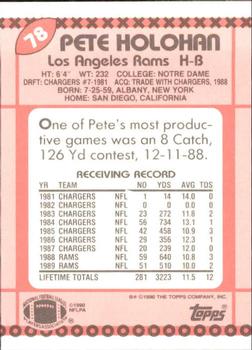 1990 Topps - Collector's Edition (Tiffany) #78 Pete Holohan Back