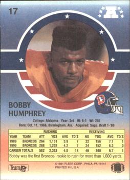 1991 Fleer Stars 'n Stripes #17 Bobby Humphrey Back