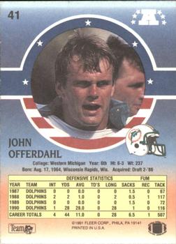 1991 Fleer Stars 'n Stripes #41 John Offerdahl Back