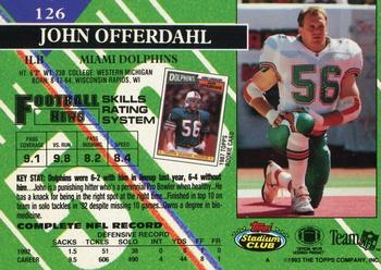 1993 Stadium Club - Members Only #126 John Offerdahl Back