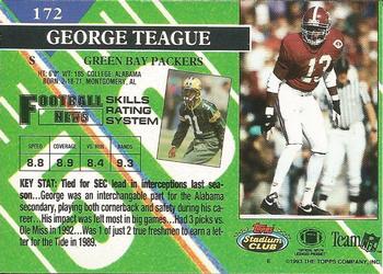 1993 Stadium Club #172 George Teague Back