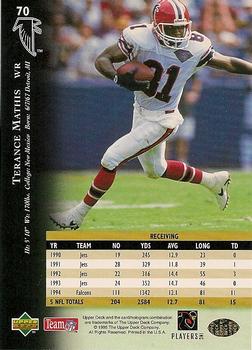 1995 Upper Deck - Electric #70 Terance Mathis Back
