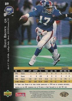 1995 Upper Deck - Electric #89 Dave Brown Back