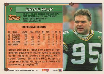 1994 Topps #7 Bryce Paup Back